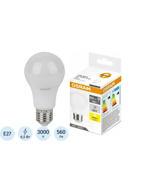 Лампа светодиодная OSRAM LBE CLA60 6,5W/830 230V E27 FS1