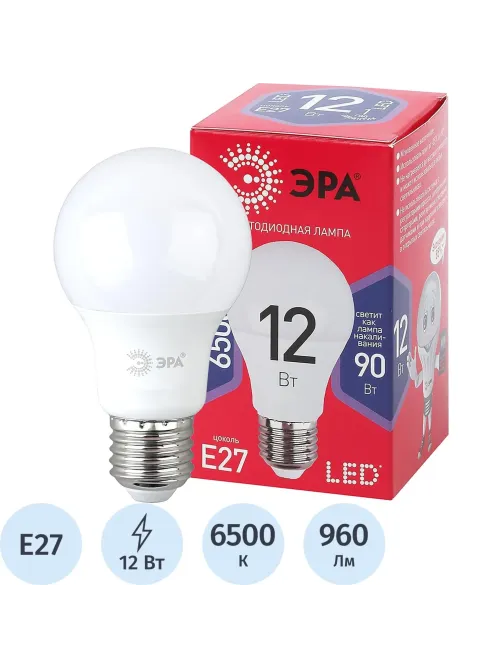 Лампа светодиодная ЭРА LED A60-12W-865-E27 R 12Вт Е27 6500К Б0045325