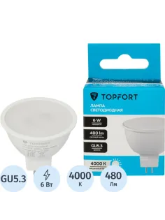 Лампа светодиодная Topfort GU5.3 220V 6W 4000K