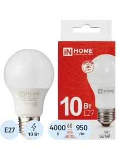 Лампа светодиодная LED-A60-VC 10Вт 230В Е27 4000К IN HOME