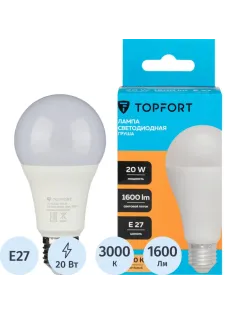 Лампа светодиодная Topfort E27 20W 3000K груша