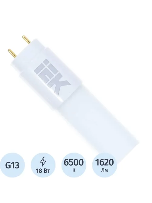 Лампа светодиодная IEK ECO T8 LLE-T8-18-230-65-G13 18Вт 230В 6500К G13