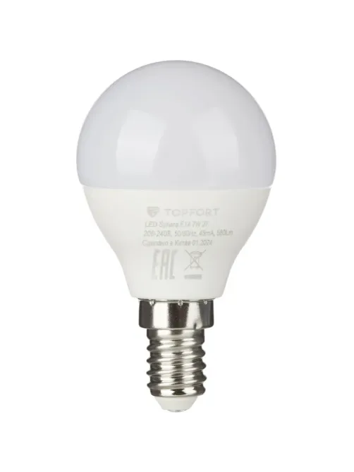Лампа светодиодная Topfort E14 7W 2700K шар