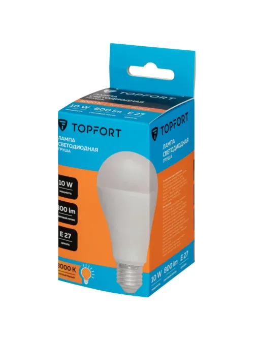 Лампа светодиодная Topfort E27 10W 3000K груша