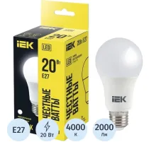 Лампа светодиодная IEK ECO A60 LLE-A60-20-230-40-E27 20Вт 230В 4000К E27