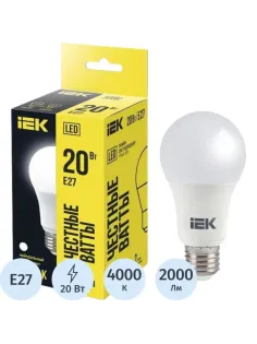 Лампа светодиодная IEK ECO A60 LLE-A60-20-230-40-E27 20Вт 230В 4000К E27