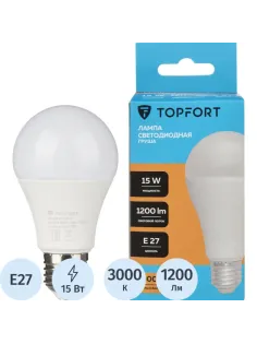 Лампа светодиодная Topfort E27 15W 3000K груша