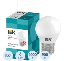 Лампа светодиодная Eco G45 9Вт шар 4000К E27 IEK LLE-G45-9-230-40-E27