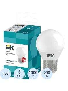 Лампа светодиодная Eco G45 9Вт шар 4000К E27 IEK LLE-G45-9-230-40-E27