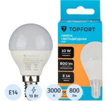 Лампа светодиодная Topfort E14 10W 3000K шар