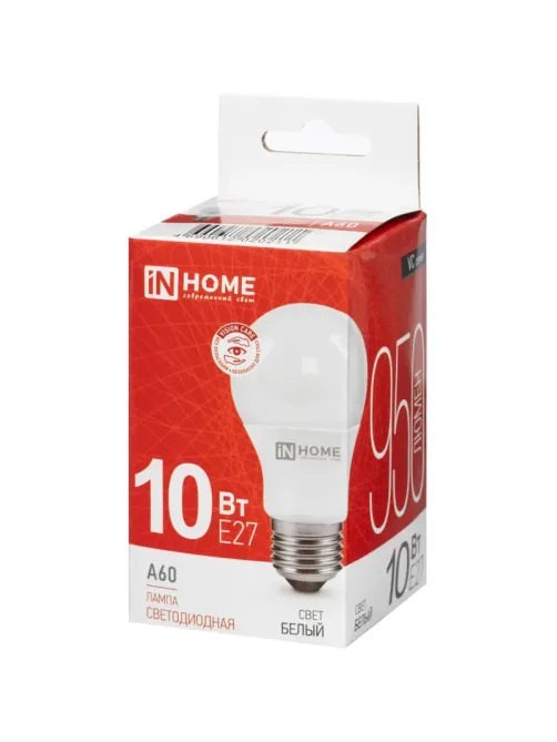 Лампа светодиодная LED-A60-VC 10Вт 230В Е27 4000К IN HOME