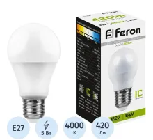 Лампа светодиодная Feron LB-38 Шарик E27 5W 175-265V 4000K(25405)