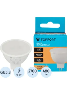 Лампа светодиодная Topfort GU5.3 220V 6W 2700K