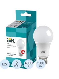Лампа светодиодная Eco 15Вт A60 груш. 4000К E27 IEK LLE-A60-15-230-40-E27