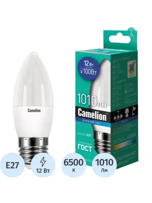 Лампа светодиодная Camelion LED12-C35/865/E27 12Вт 220В
