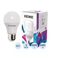 Лампа светодиодная КОСМОС HWLED 80W 220V E27 6500K, переходник на Е40