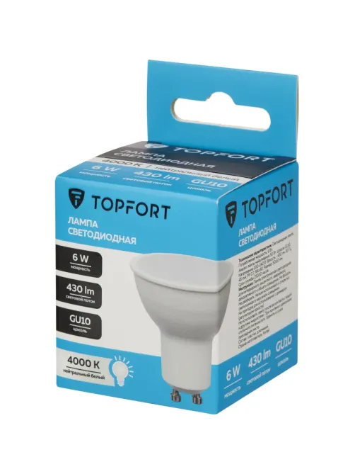 Лампа светодиодная Topfort GU10 6W 4000K
