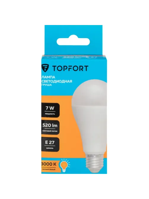 Лампа светодиодная Topfort E27 7W 3000K груша