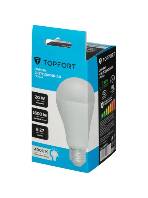Лампа светодиодная Topfort E27 20W 4000K груша
