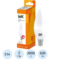 Лампа светодиодная IEK ECO C35 LLE-C35-7-230-30-E14 7Вт 3000К E14