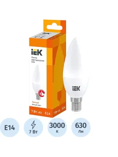 Лампа светодиодная IEK ECO C35 LLE-C35-7-230-30-E14 7Вт 3000К E14