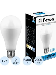 Лампа светодиодная Feron LB-100 Шар E27 25W 175-265V 6400K(25792)