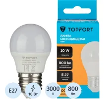 Лампа светодиодная Topfort E27 10W 3000K шар