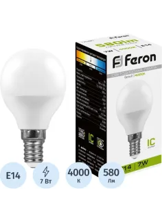Лампа светодиодная Feron LB-95 Шарик E14 7W 175-265V 4000K(25479)