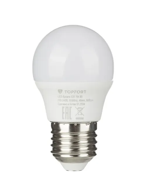 Лампа светодиодная Topfort E27 7W 3000K шар