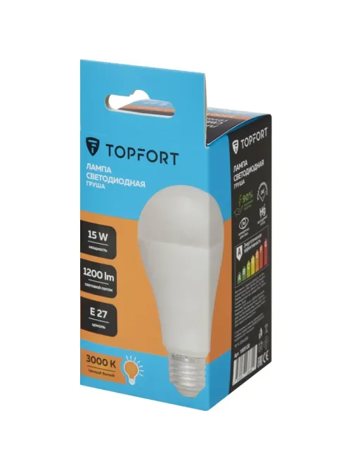 Лампа светодиодная Topfort E27 15W 3000K груша