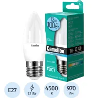 Лампа светодиодная Camelion LED12-C35/845/E27,12Вт