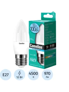 Лампа светодиодная Camelion LED12-C35/845/E27,12Вт