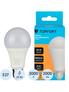 Лампа светодиодная Topfort E27 25W 3000K груша