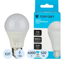 Лампа светодиодная Topfort E27 7W 4000K груша