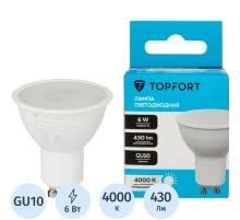 Лампа светодиодная Topfort GU10 6W 4000K