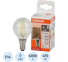 Лампа светодиодная OSRAM LS CLP40 4W/840 230VFILCL E14 FS1