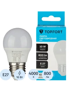 Лампа светодиодная Topfort E27 10W 4000K шар