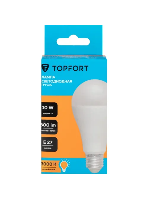 Лампа светодиодная Topfort E27 10W 3000K груша
