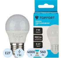 Лампа светодиодная Topfort E27 7W 4000K шар