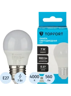 Лампа светодиодная Topfort E27 7W 4000K шар