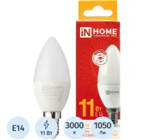 Лампа светодиодная LED-СВЕЧА-VC 11Вт 230В Е14 3000К IN HOME