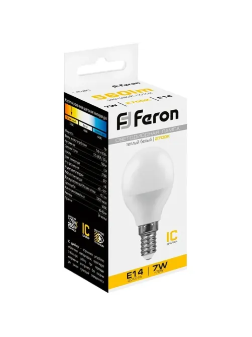 Лампа светодиодная Feron LB-95 Шарик E14 7W 175-265V 2700K(25478)
