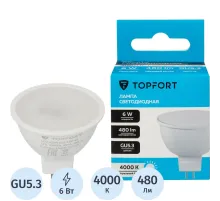 Лампа светодиодная Topfort GU5.3 12V 6W 4000K