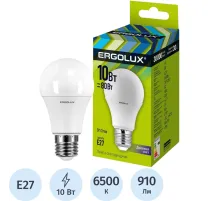 Лампа светодиодная Ergolux LED-A60-10W-E27-6500K Л