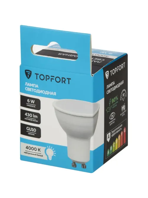 Лампа светодиодная Topfort GU10 6W 4000K