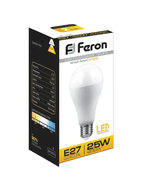Лампа светодиодная Feron LB-100 Шар E27 25W 175-265V 2700K(25790)
