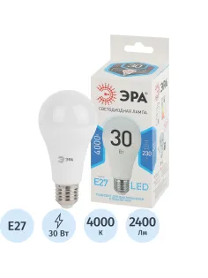 Лампа светодиодная ЭРА STD LED A65-30W-840-E27 E27 / Е27 30Вт нейтрал. свет