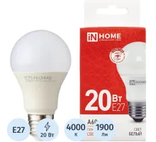 Лампа светодиодная LED-A60-VC 20Вт 230В Е27 4000К IN HOME