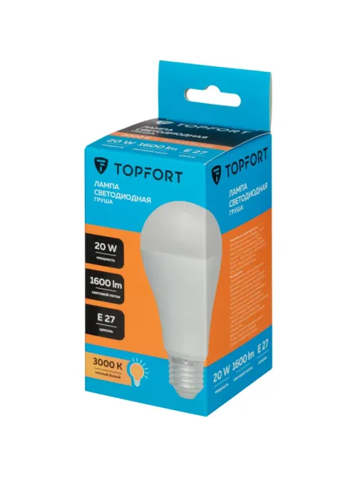 Лампа светодиодная Topfort E27 20W 3000K груша