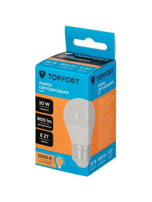 Лампа светодиодная Topfort E27 10W 3000K шар